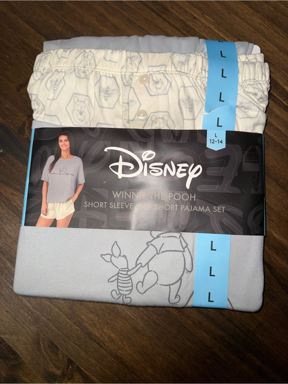 Disney Winnie the Pooh Women's Short Sleeve Short Pajama Set - Cream/Gray